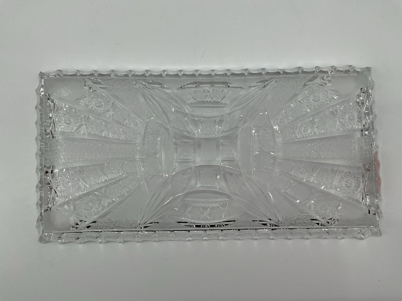 Rectangular Pressed Glass Serving Tray with Starburst Design - 3