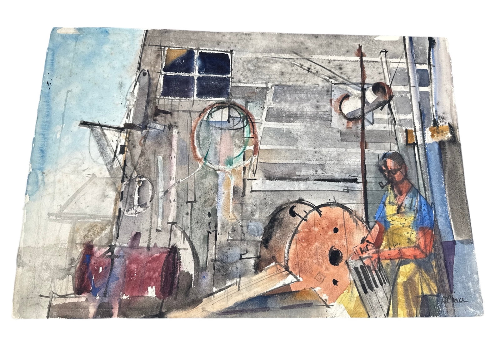 Donald Pierce (American, 1914–1993) | Mid-Century Abstract Composition: DescriptionThis striking original work by renowned American artist Donald Pier