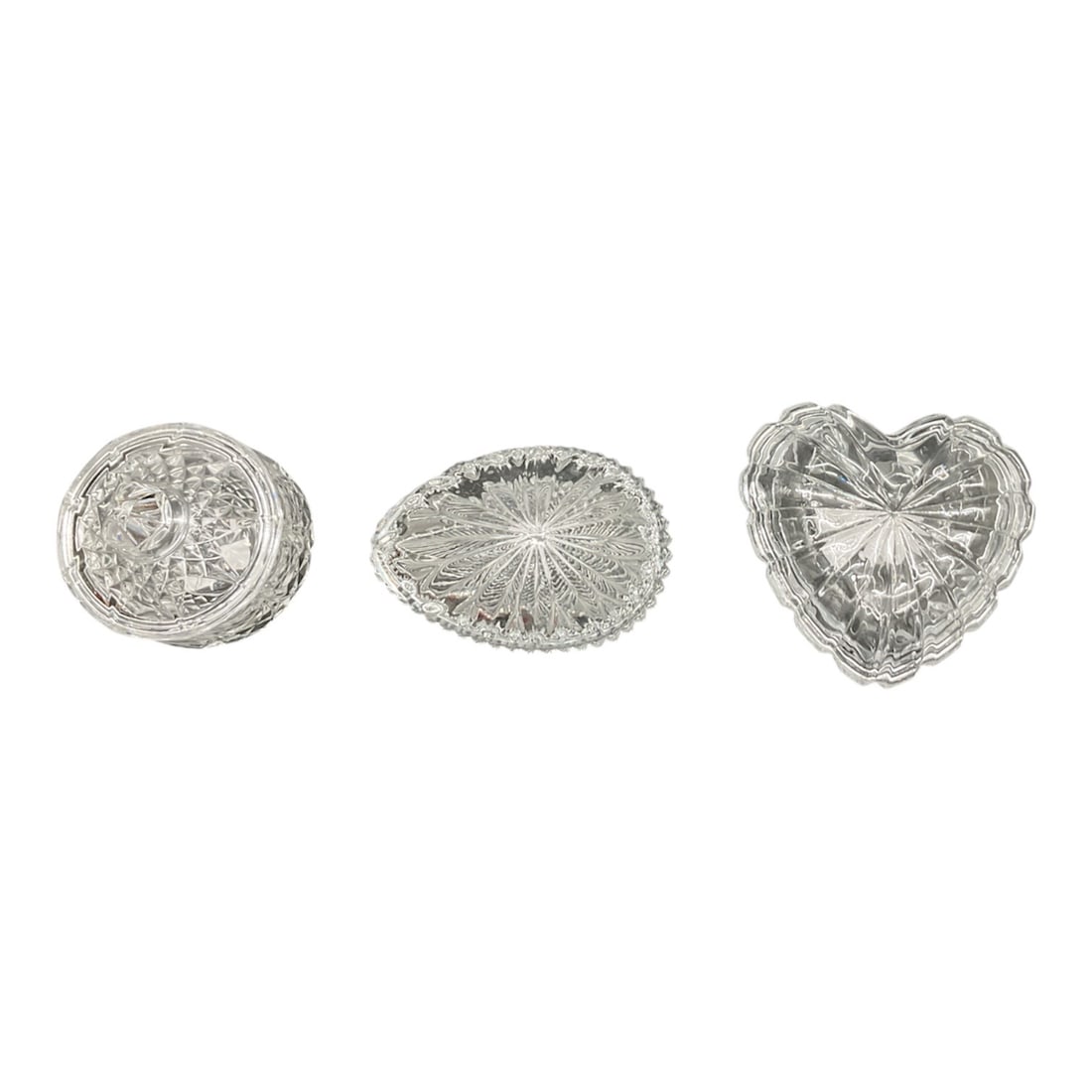 Three Cut Glass Dishes Including Heart Form (1 of 3)