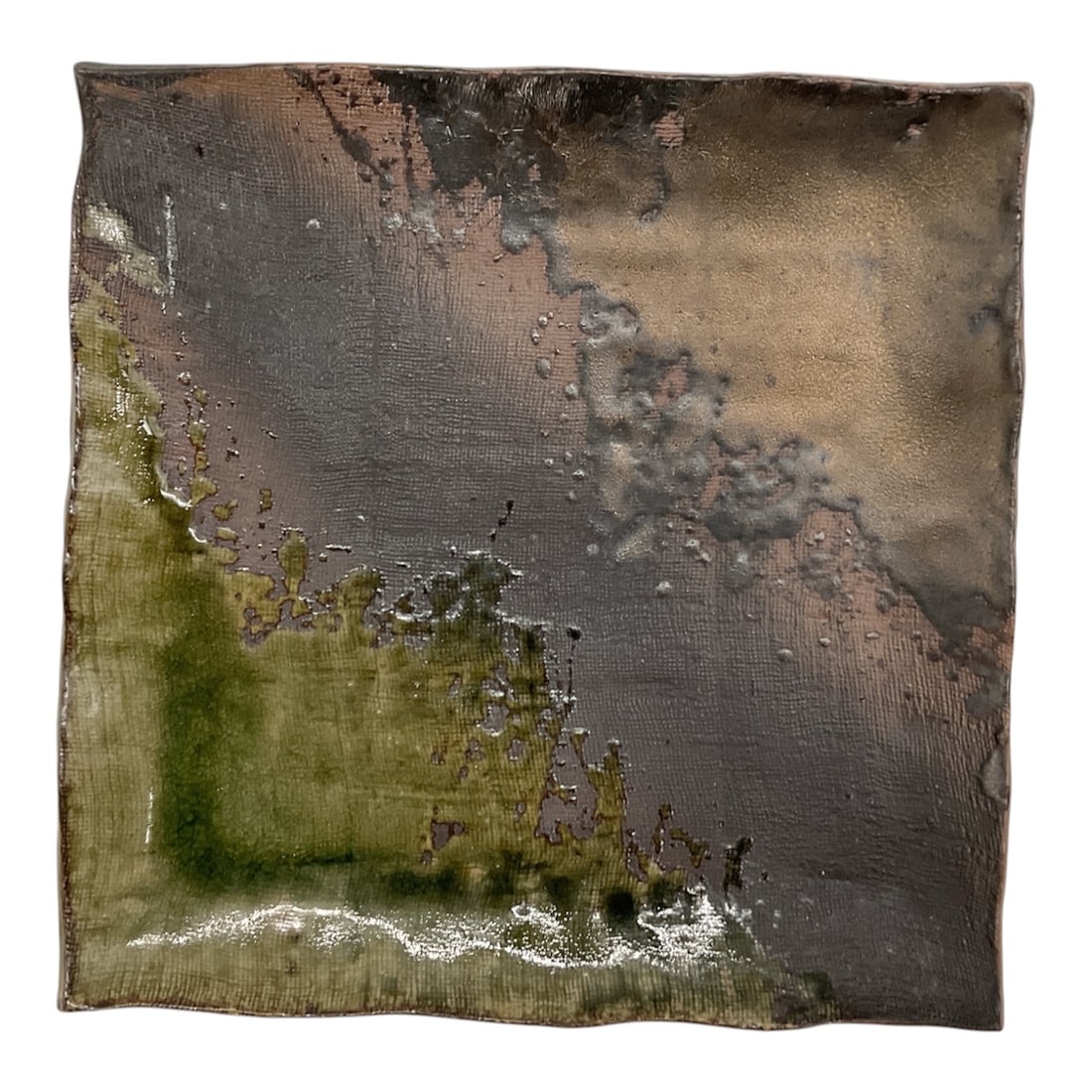 Santo Banko Ware Square Plate with Iga-Style Glaze (1 of 4)