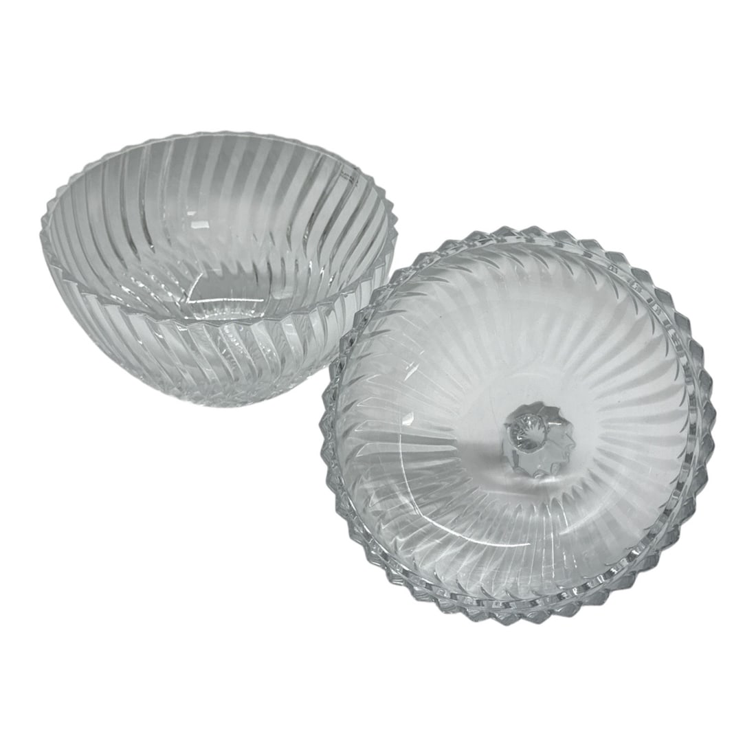 Swirl Pattern Cut Crystal Lidded Bowl with Finial - 2
