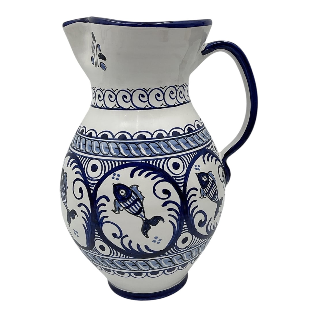 World Imports Hand Painted Blue and White Pottery Pitcher - Tunisia (1 of 3)