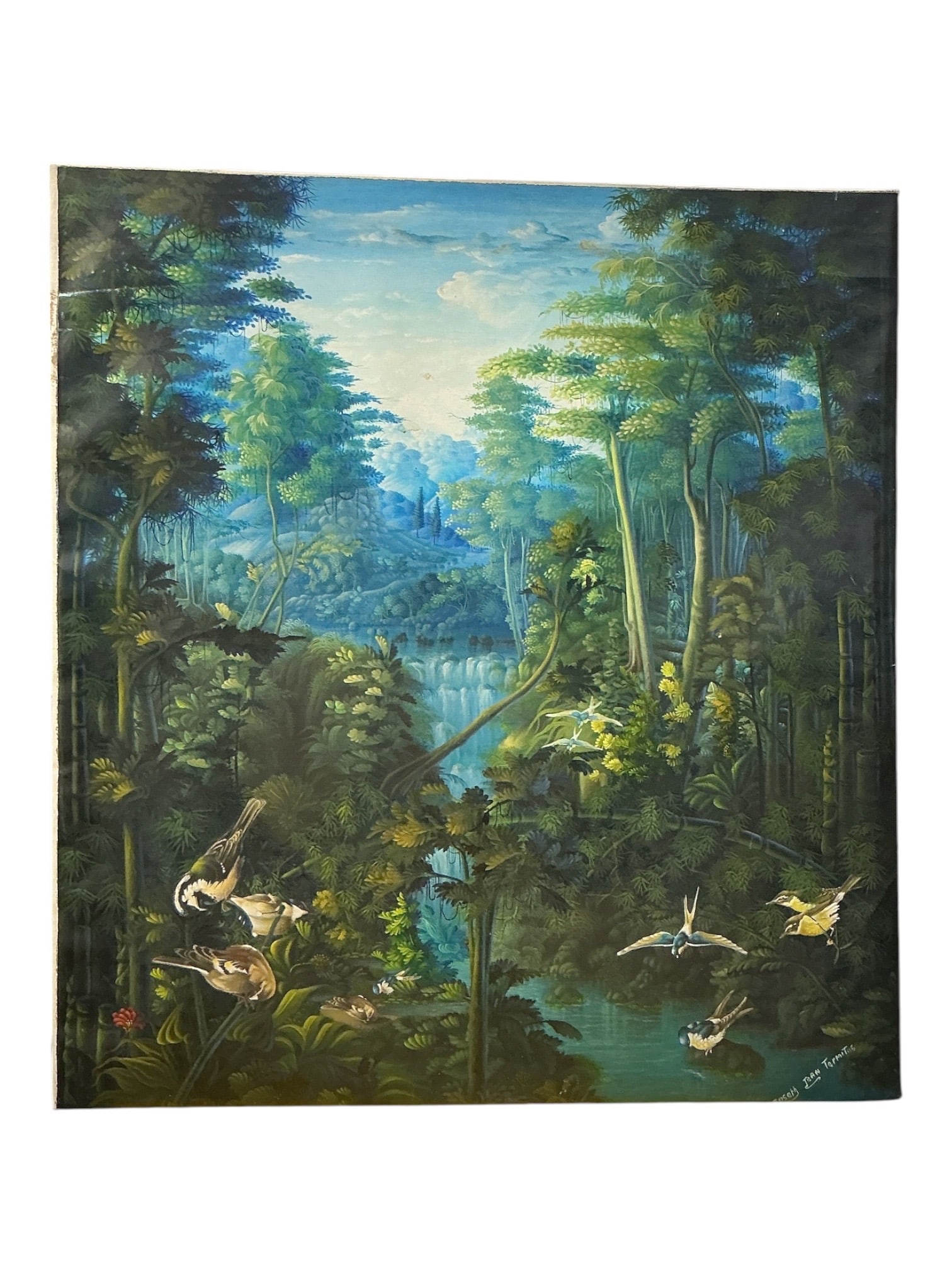 Jean Termitus (Haitian, 20th Century) Tropical Jungle Landscape with Birds (1 of 4)
