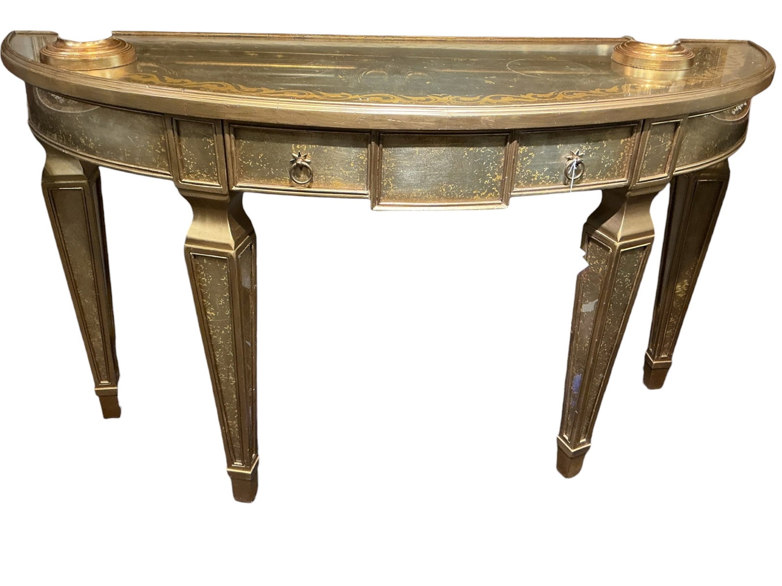 FR062- Silver Gilt Demilune Console Table - 2