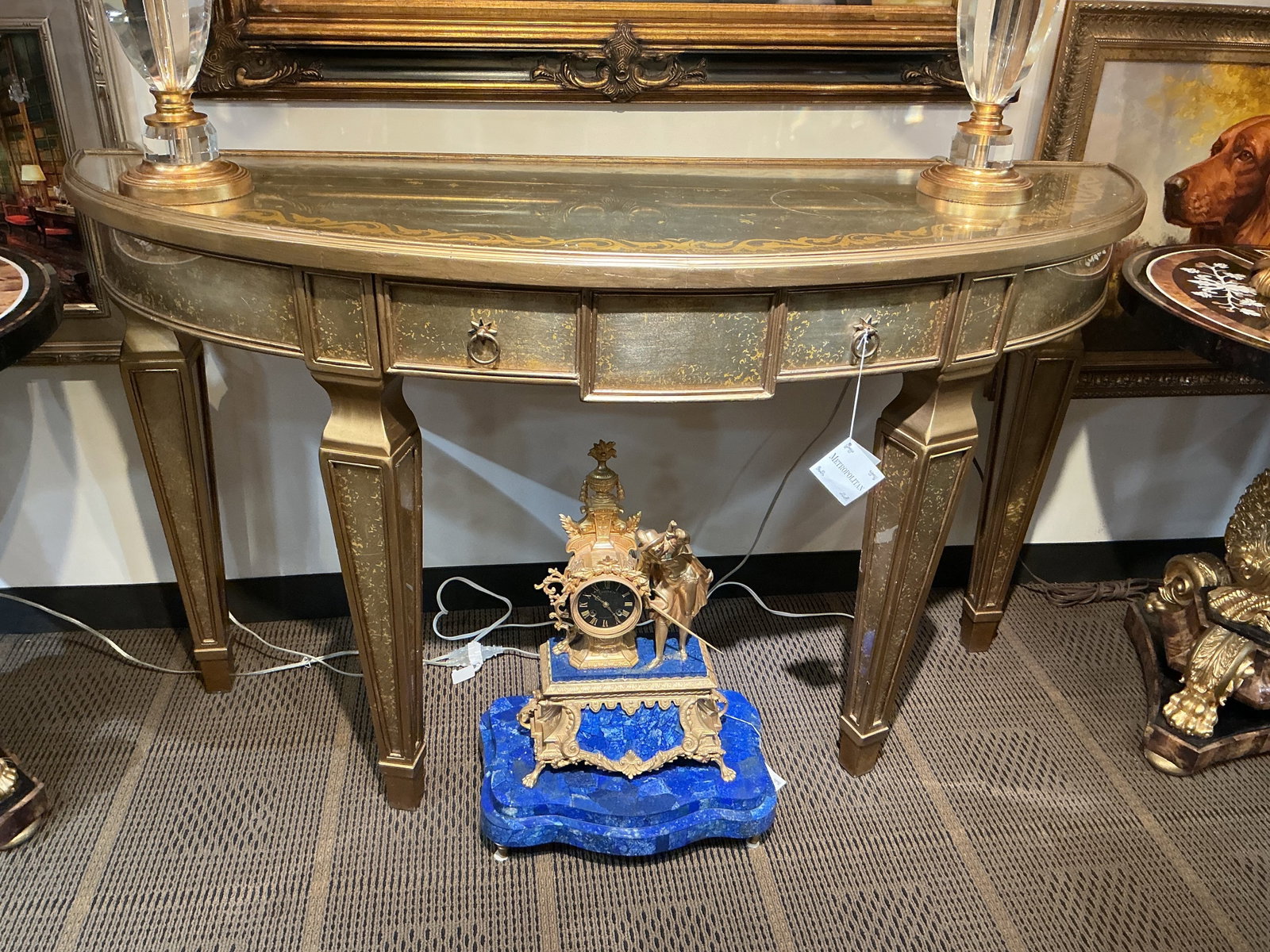 FR062- Silver Gilt Demilune Console Table - 7