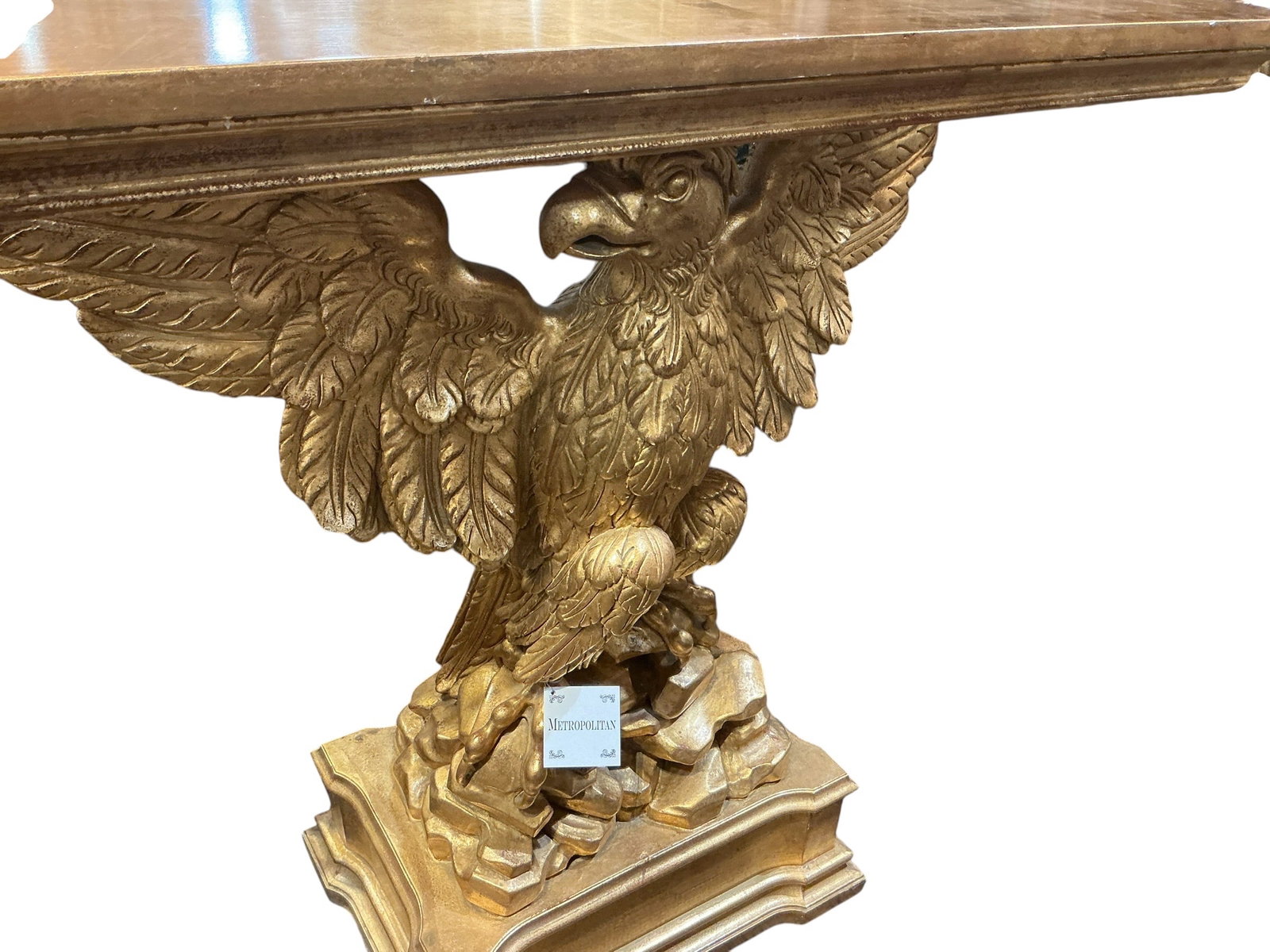 FR389- Wood Table with Carved Eagle Base - 2
