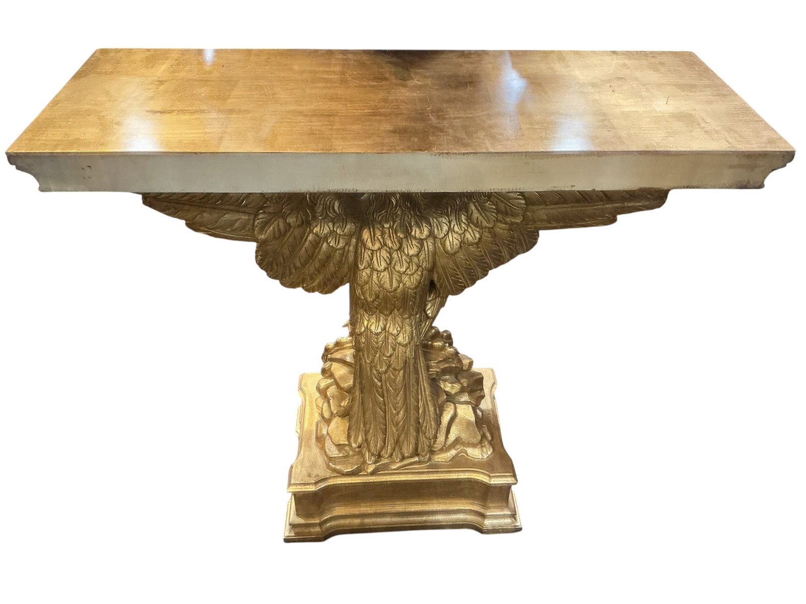 FR389- Wood Table with Carved Eagle Base - 3