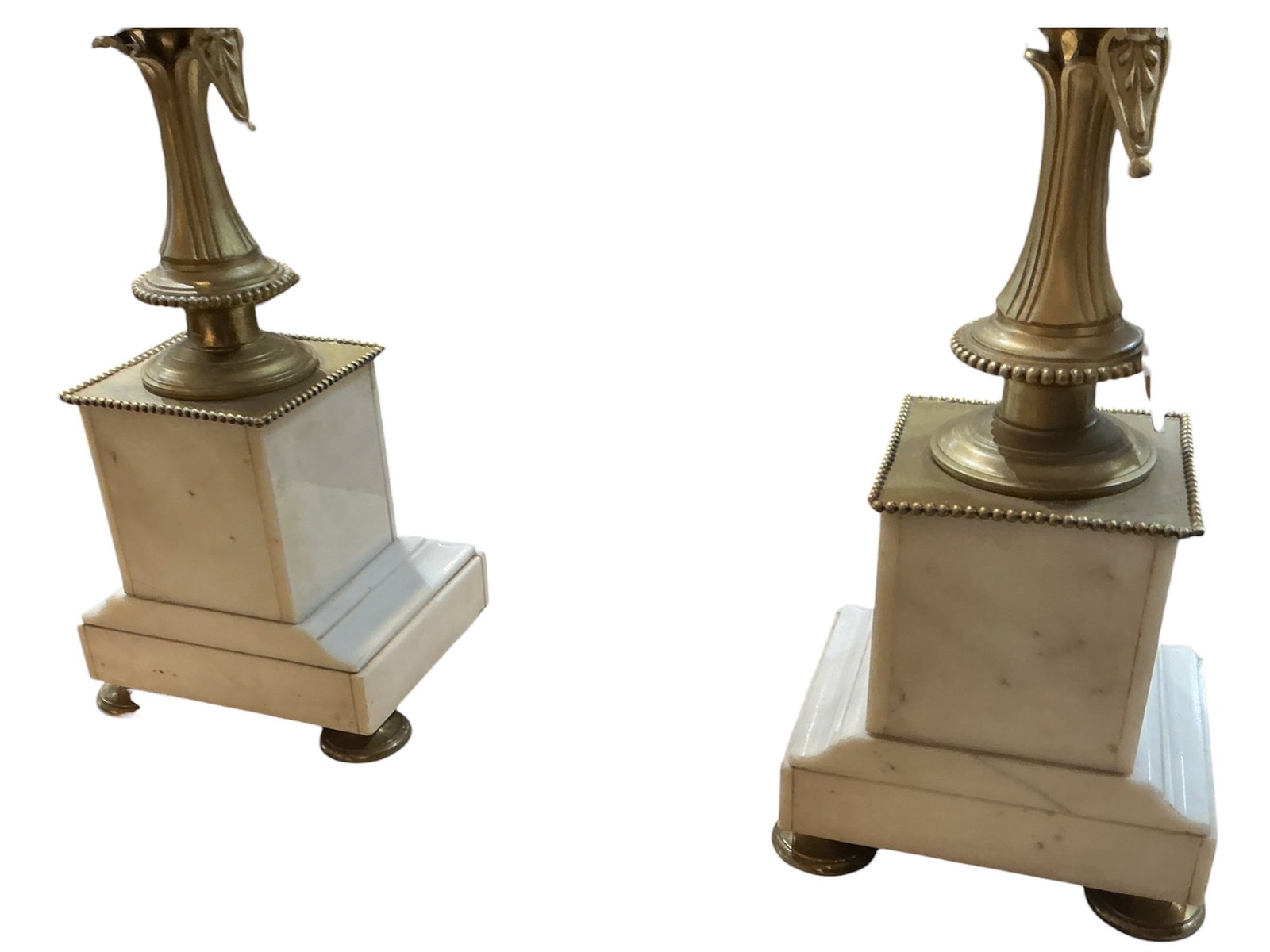 AQ155- Pair of Victorian Style Marble and Dore Bronze Six-Light Candelabra - 6