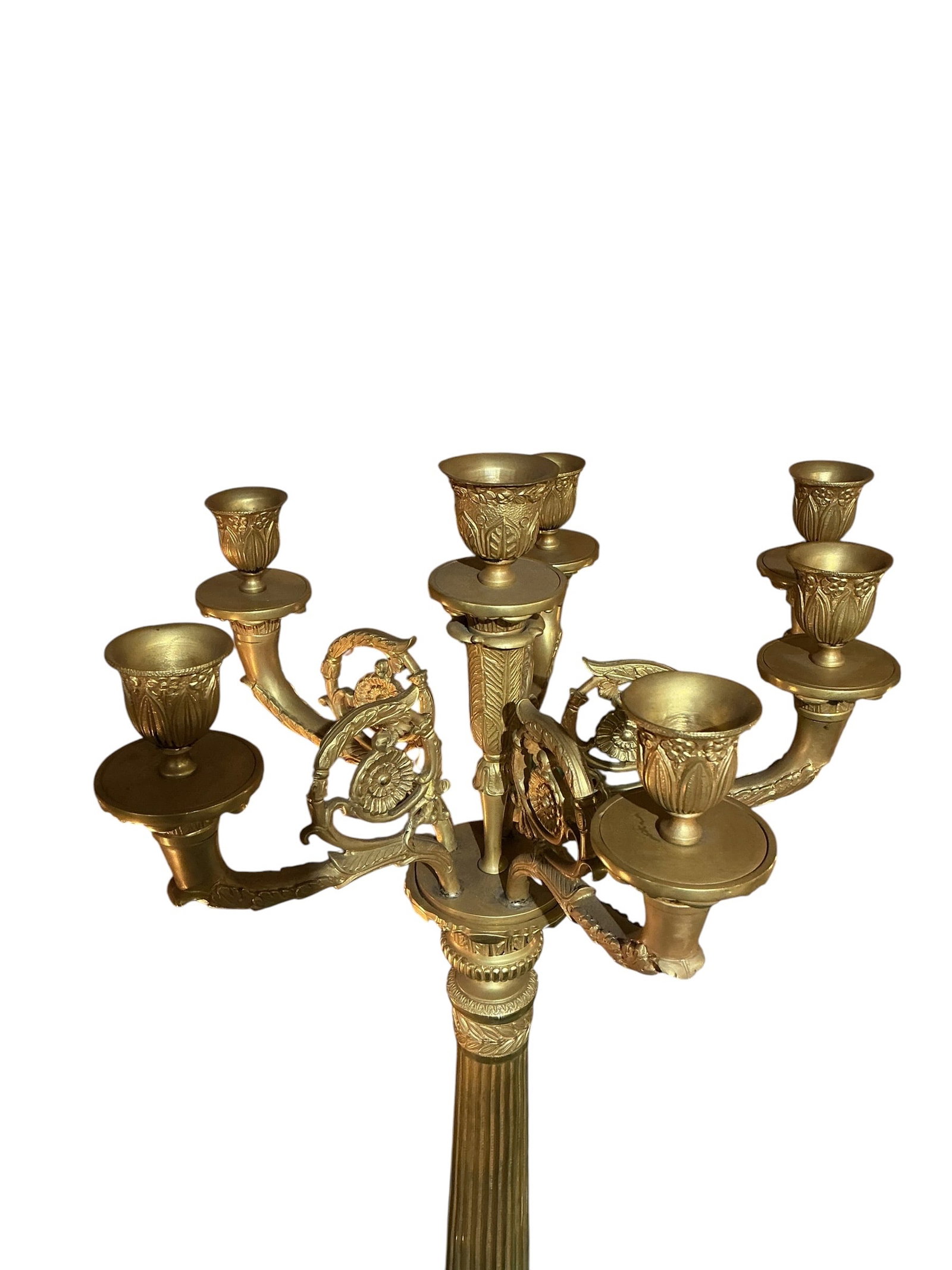 MC199 - Pair of Malachite and Dore Bronze Candelabra - 2