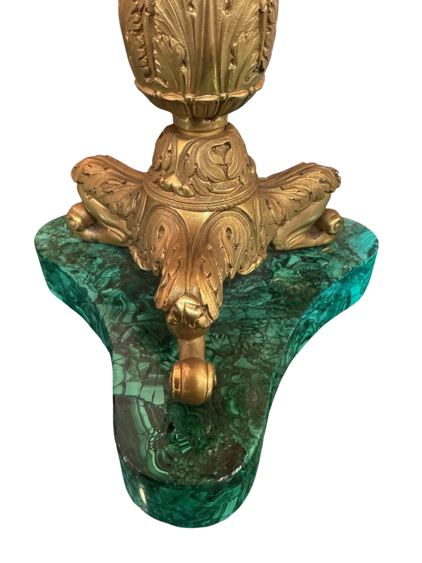 MC199 - Pair of Malachite and Dore Bronze Candelabra - 3