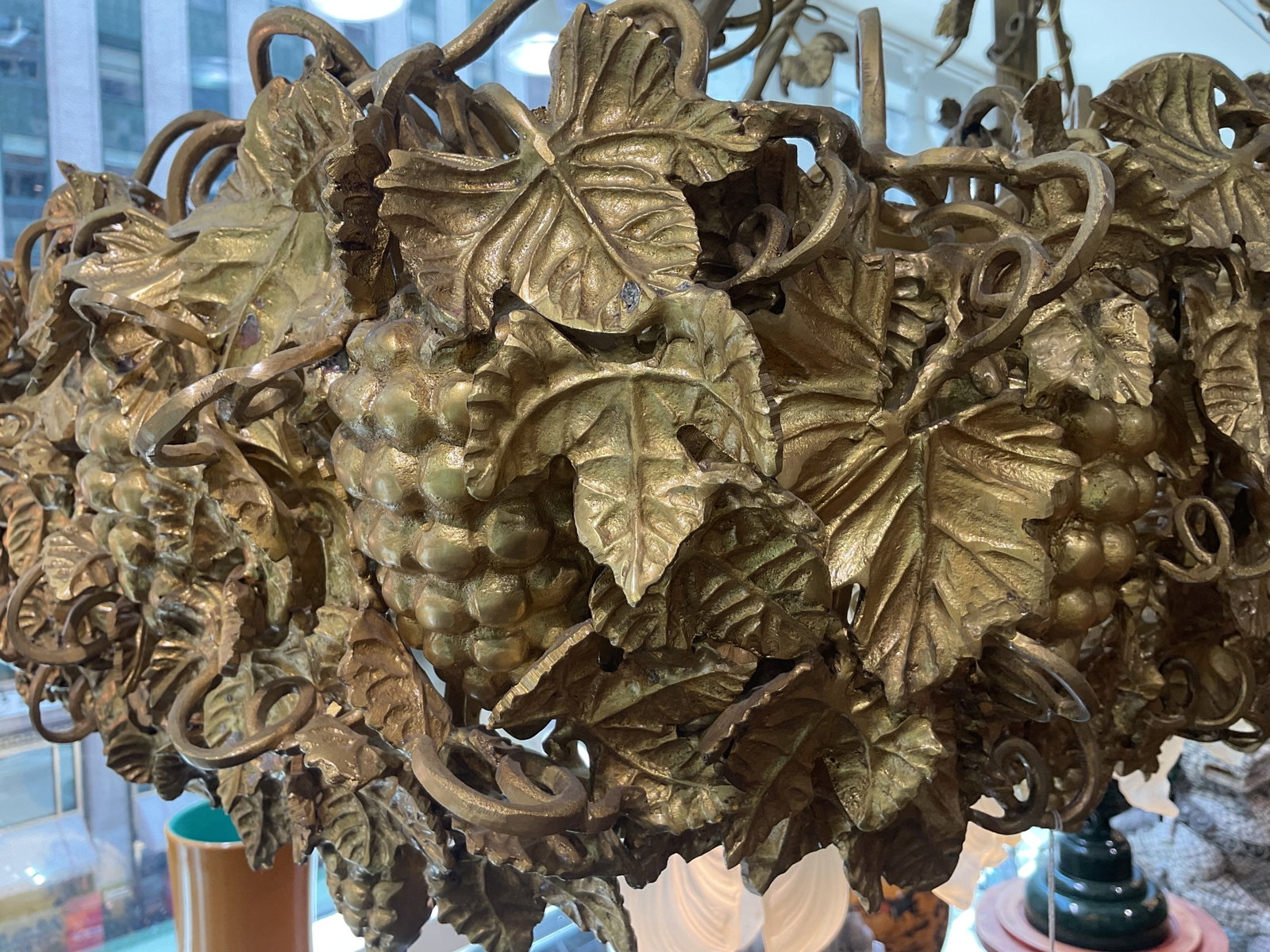 CH193 - Dore Bronze Grape Motif Rectangular Chandelier - 7