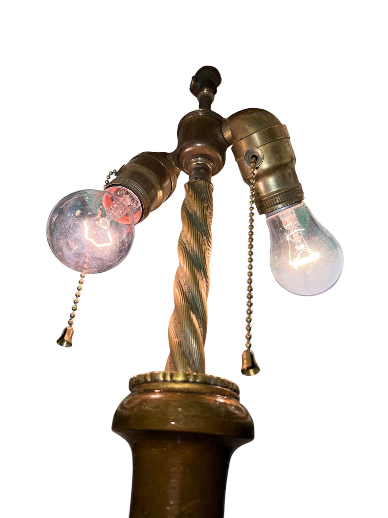 Art Nouveau Tiffany Style Leaded Glass "Grapevine" Two-Light Table Lamp - 2
