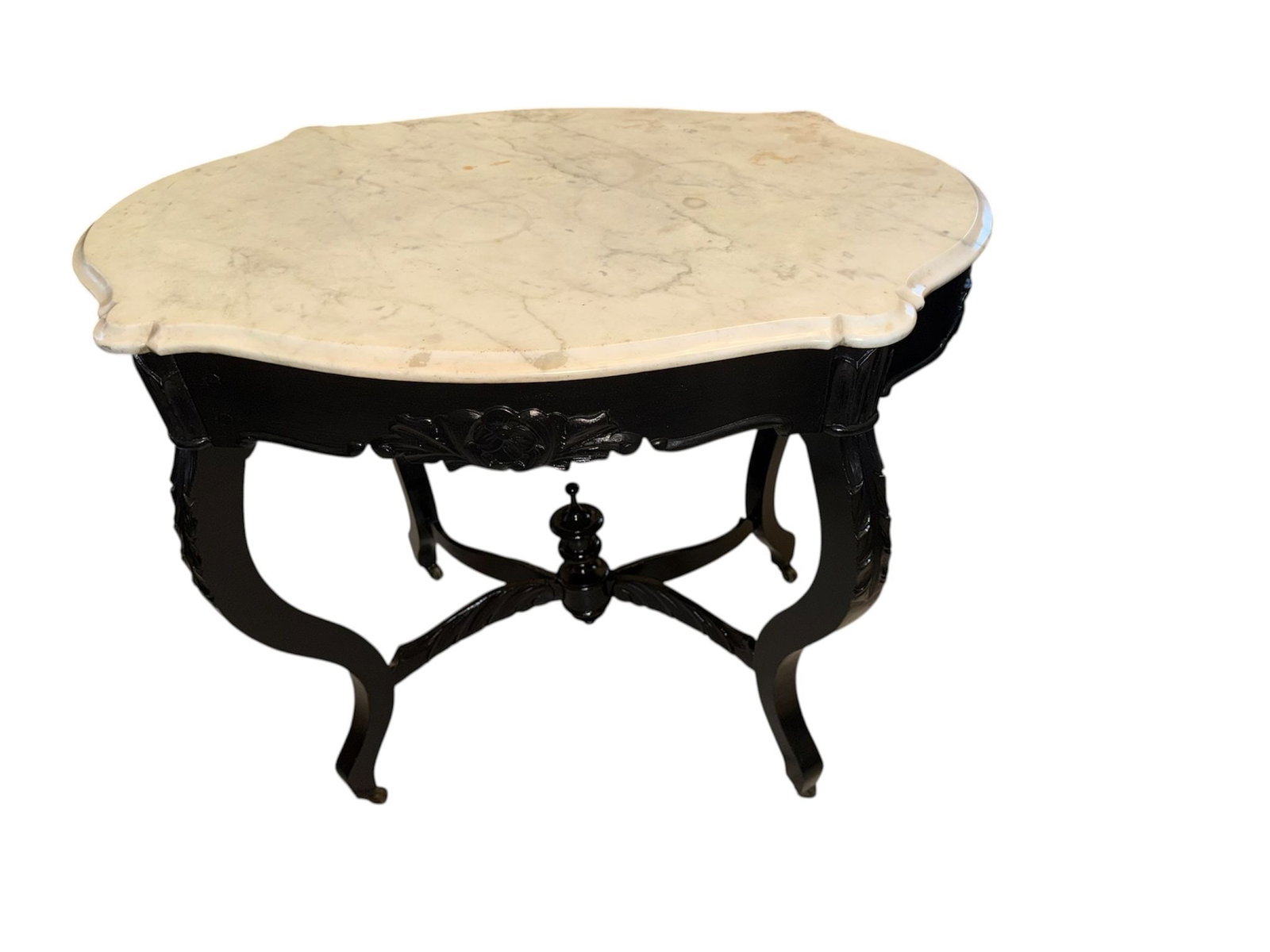 Victorian Ebonized Marble Top Table - 7