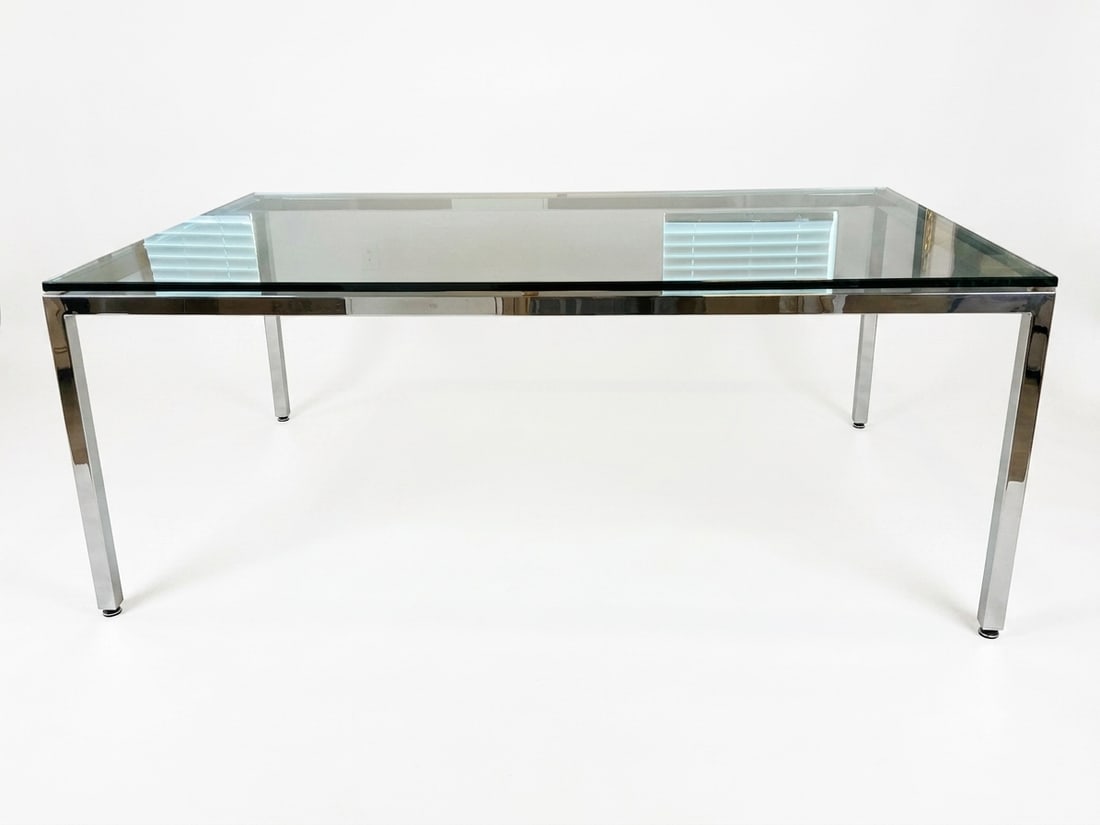 Milo Baughman Style Chrome and Glass Dining Table (1 of 6)