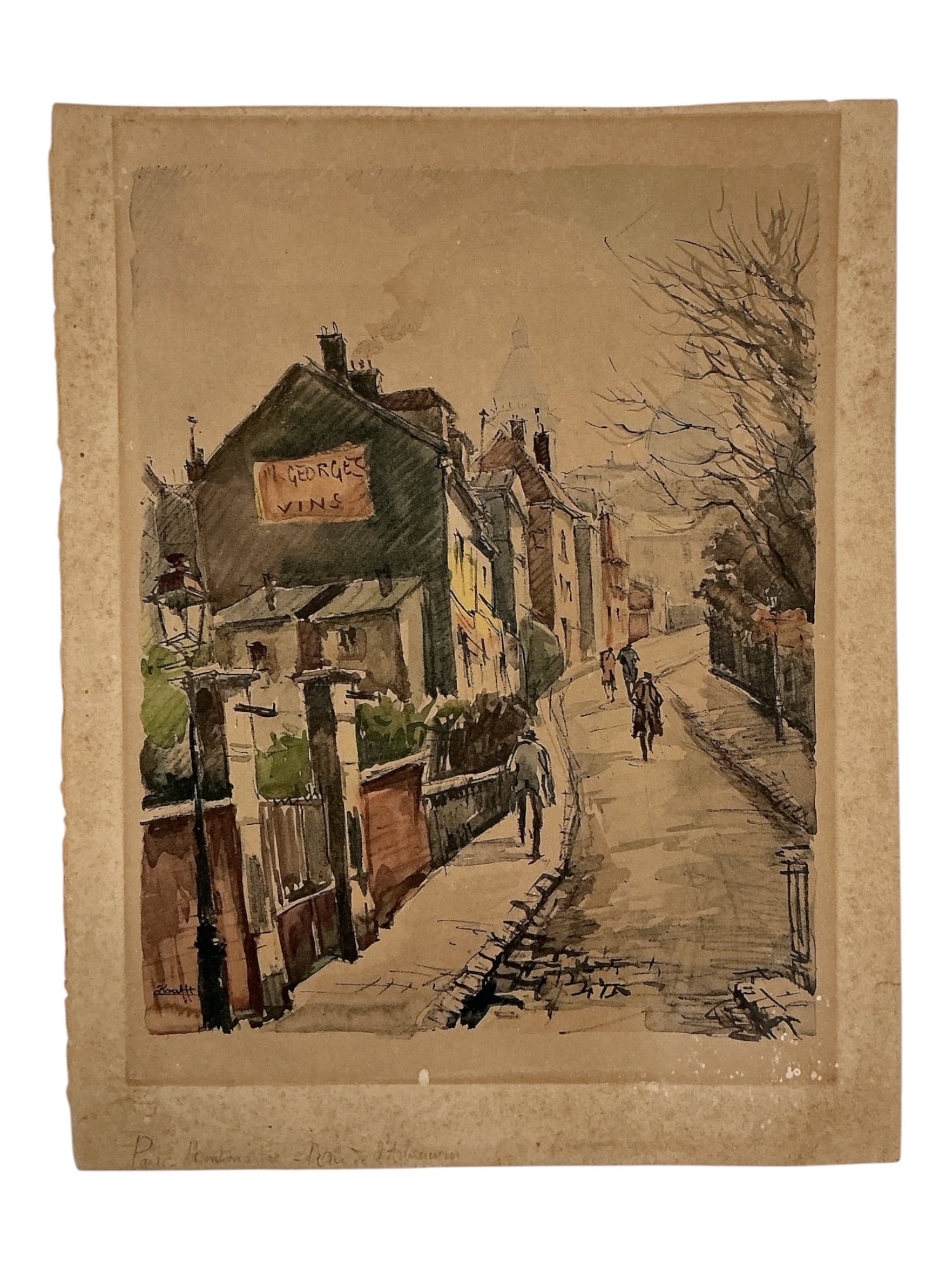 Paris, Montmartre - Rue de l'Abreuvoir by André Krafft (French, 1911-1986) Watercolor and Ink on (1 of 5)