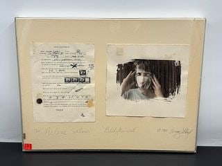Ginny Lloyd “Arlene Schloss – Blitzkreig,?? 1985 Mixed Media Collage with Photograph, Signed: This framed mixed-media collage by Ginny Lloyd is titled Arlene Schloss – Blitzkreig and dated 1985, as indicated by the handwritten title and copyright notation along the lowe