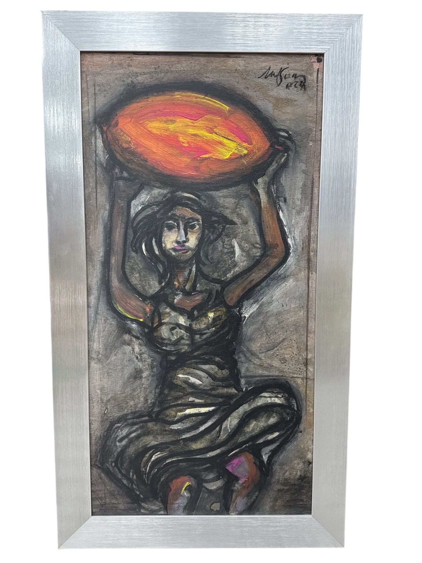 "Las palmas de mi mano" by Nelson Domínguez (Cuba, B.1947) W/ COA: This 2024 mixed media work on canvas, titled "Las palmas de mi mano", is a striking contemporary piece by Nelson Domínguez, a recipient of Cuba&r