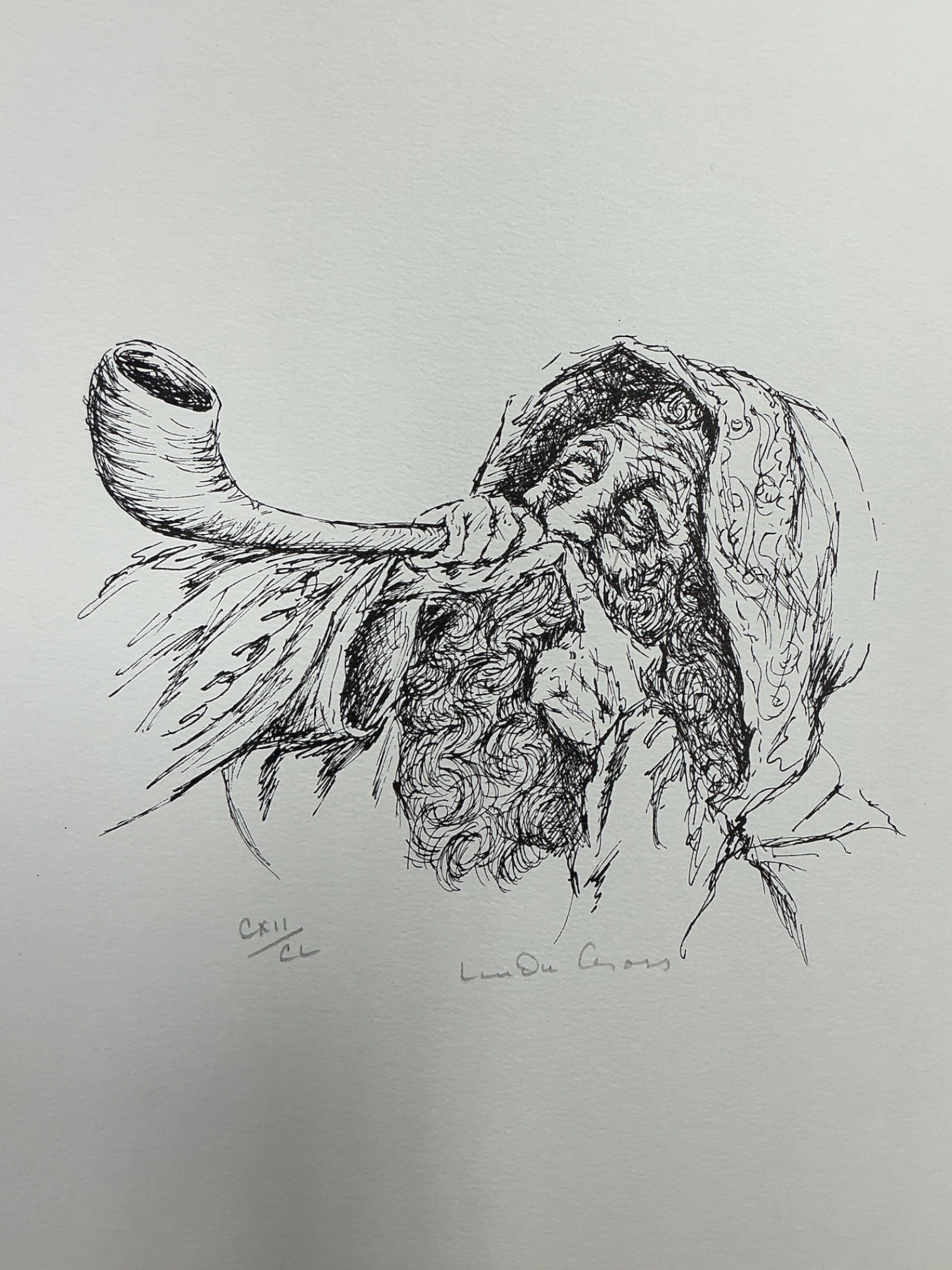 Moses Blowing a Shofar by Linda Gross Lithograph (1 of 6)