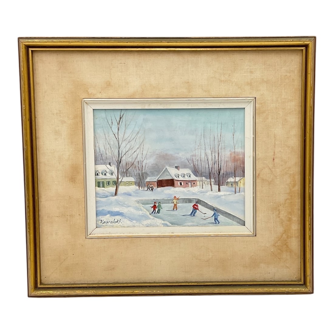 Framed Original Winter Landscape Watercolor Painting Signed Kowalski (1 of 4)