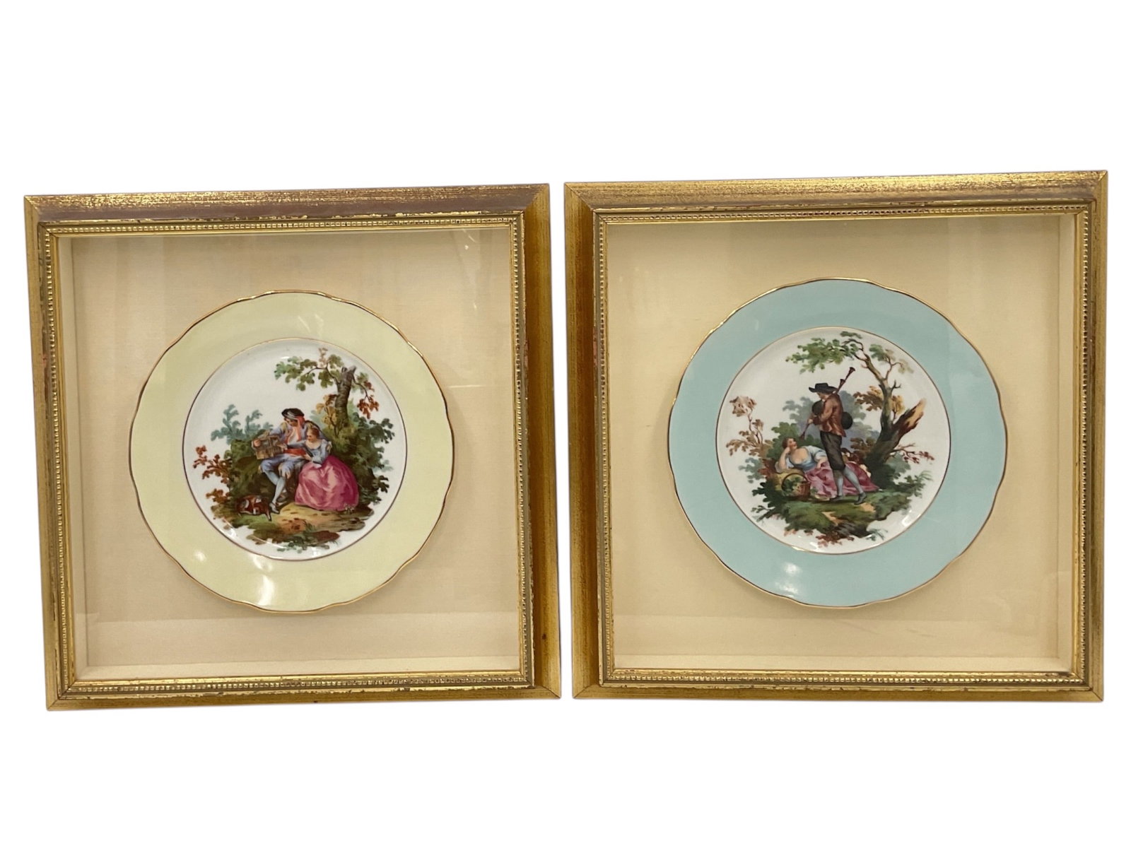 Pair of Framed Decorative Porcelain Plates (1 of 4)