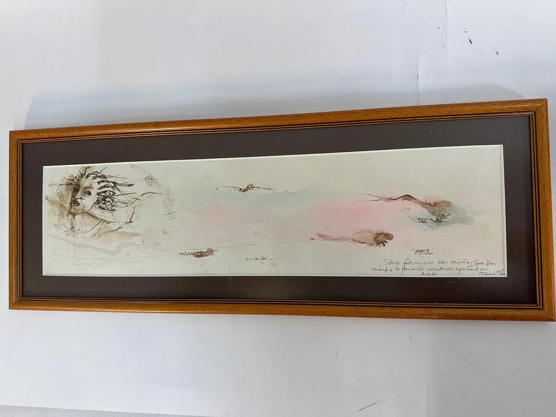 "Dreamscape" by Taymy Martinez (Cuban) Mixed Media: This artwork by Taymy Martinez features a delicate and ethereal composition, blending soft watercolor tones with fine line work. The dreamlike quality is enhanced by the subtle blending of pinks and e