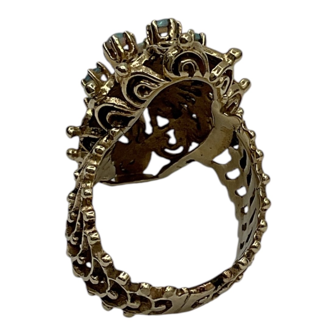 14K Gold Opal Cluster Ring - 3