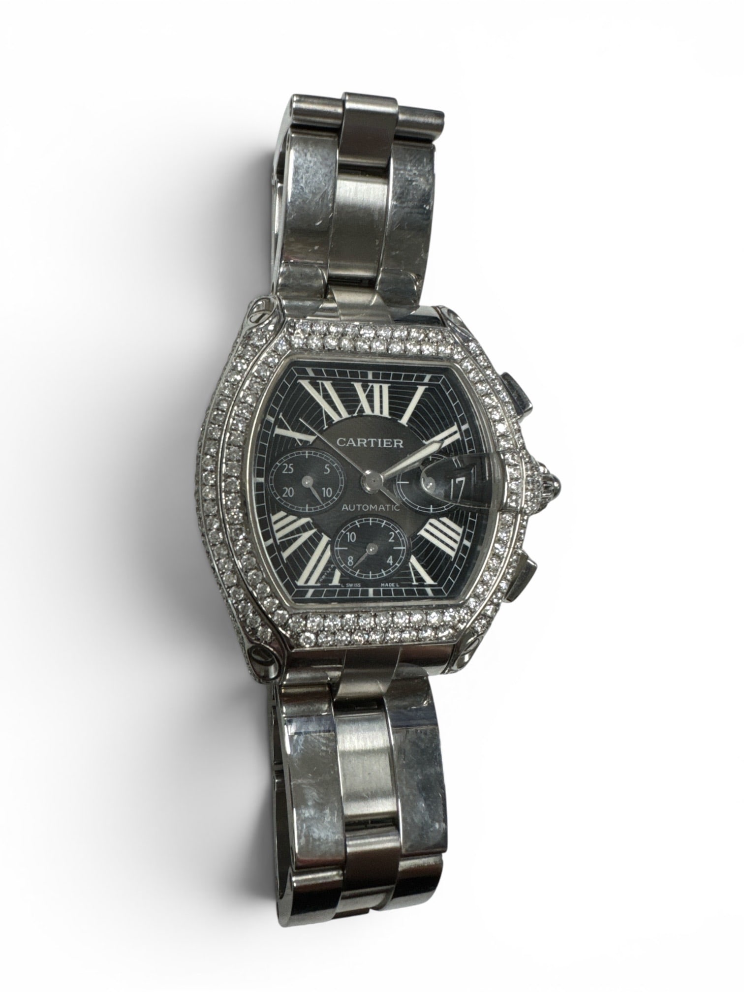 Cartier Roadster Stainless Steel Automatic Chronograph Wristwatch with Approximately 5.25 Carats of (1 of 4)