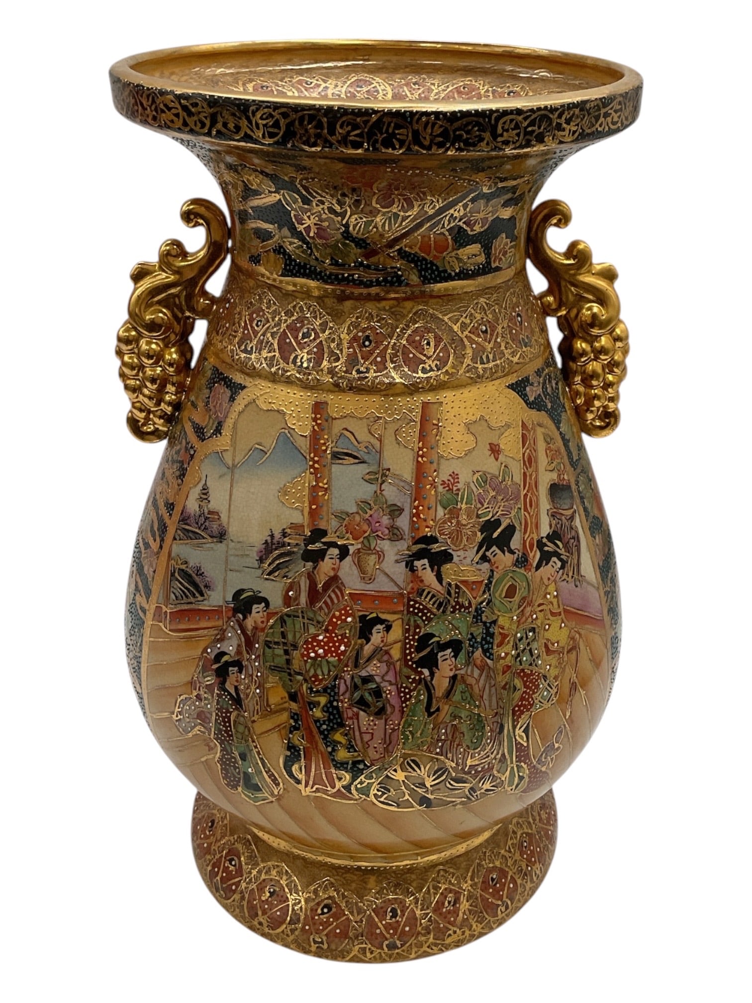 Chinese Satsuma Figural Vase with Gilt Handles (1 of 7)