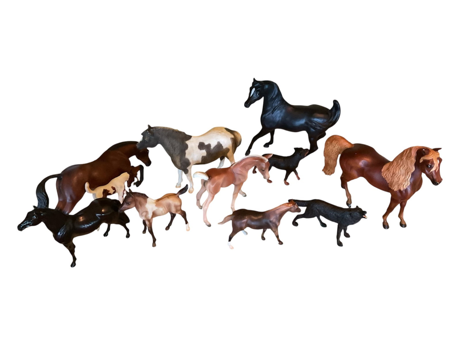 Vintage Model Animal Figures Collection - Horses, Foals, Bull, and Dogs (16 Pieces) (1 of 2)