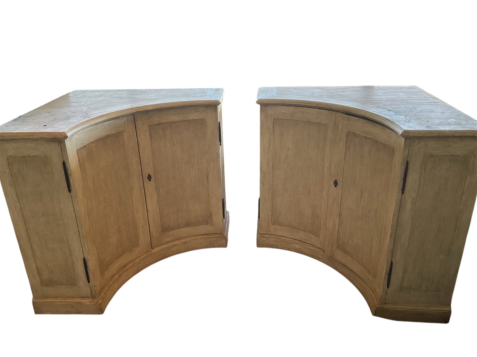Large Curved Painted Wood Breakfront Armoire Wall Unit (1 of 5)
