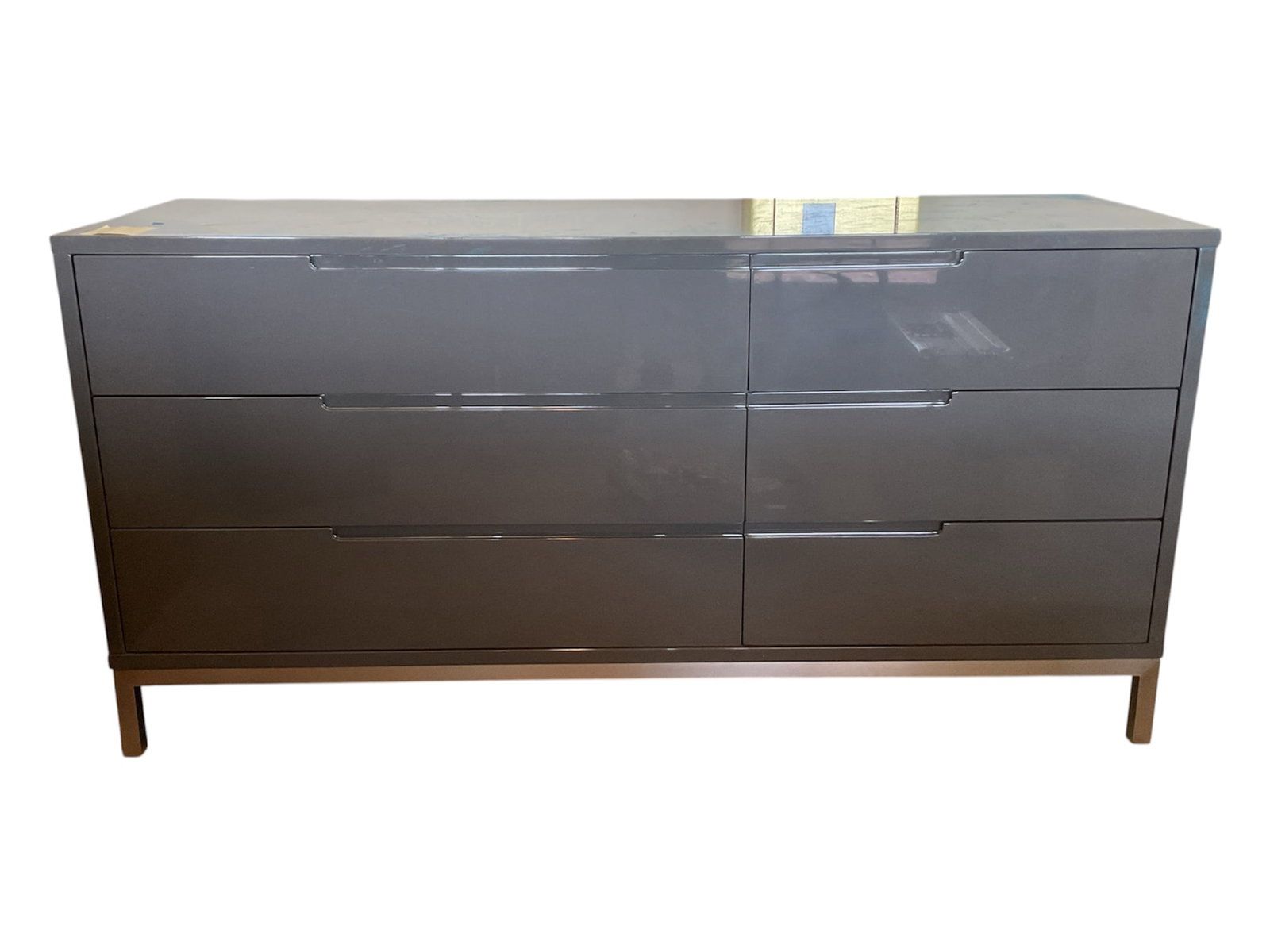 Modern Grey High-Gloss Six-Drawer Dresser (1 of 4)