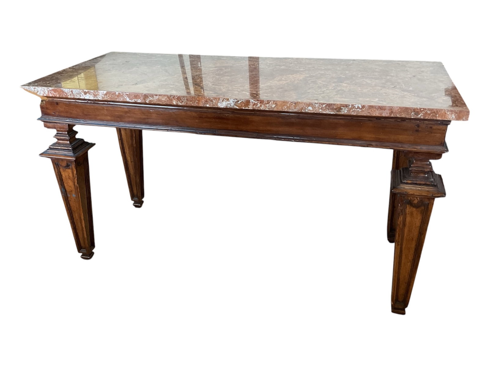 Italian Renaissance Style Marble-Top Walnut Center Table (1 of 3)