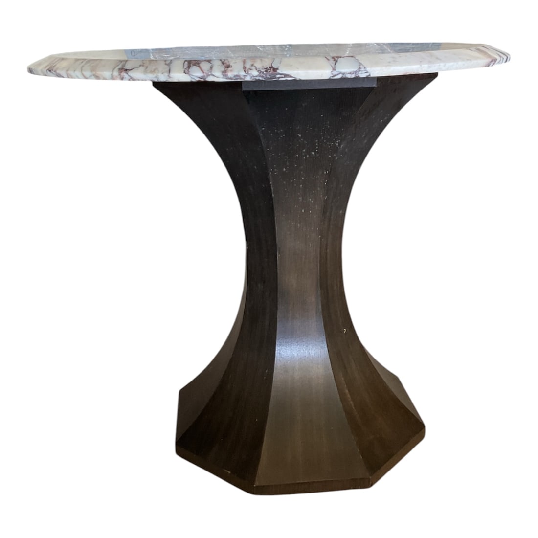 Modern Breccia Viola Marble-Top Hourglass Pedestal Center Table (1 of 3)