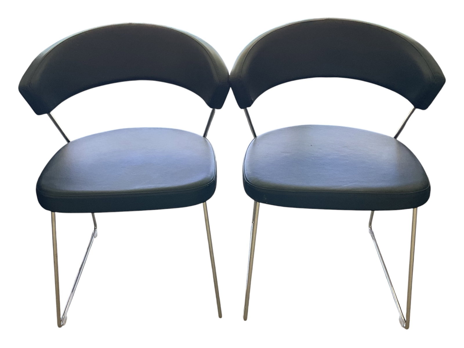 Pair of Mid-Century Modern Chrome and Black Vinyl Side Chairs (1 of 3)