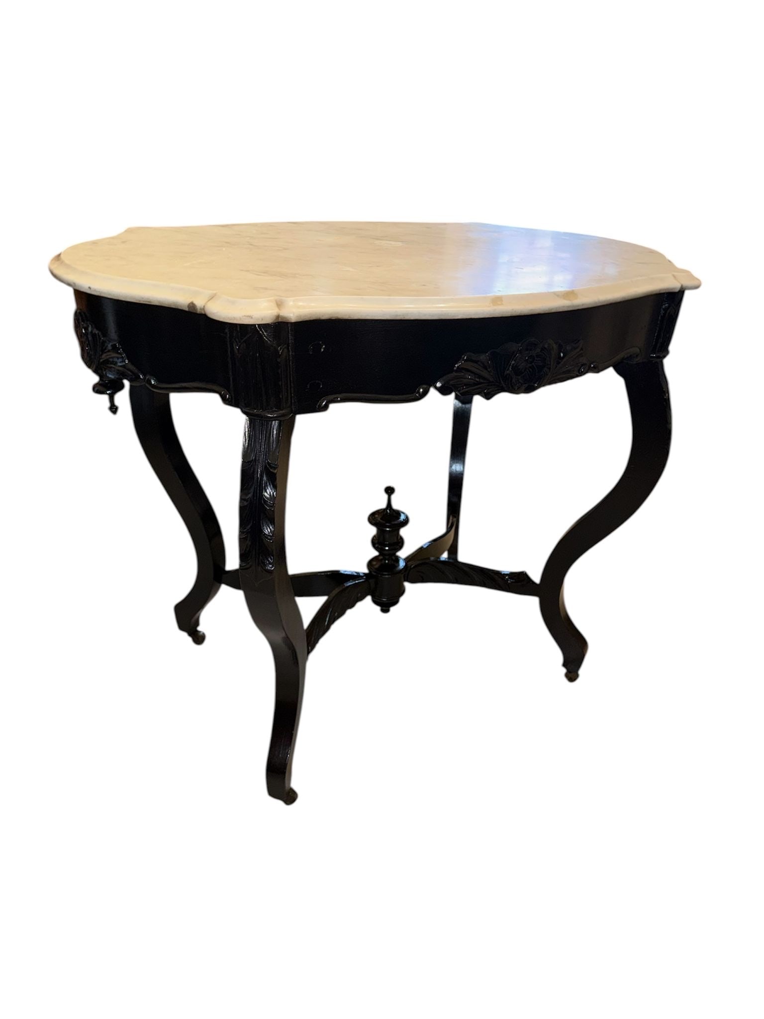 Victorian Ebonized Marble Top Table - 5