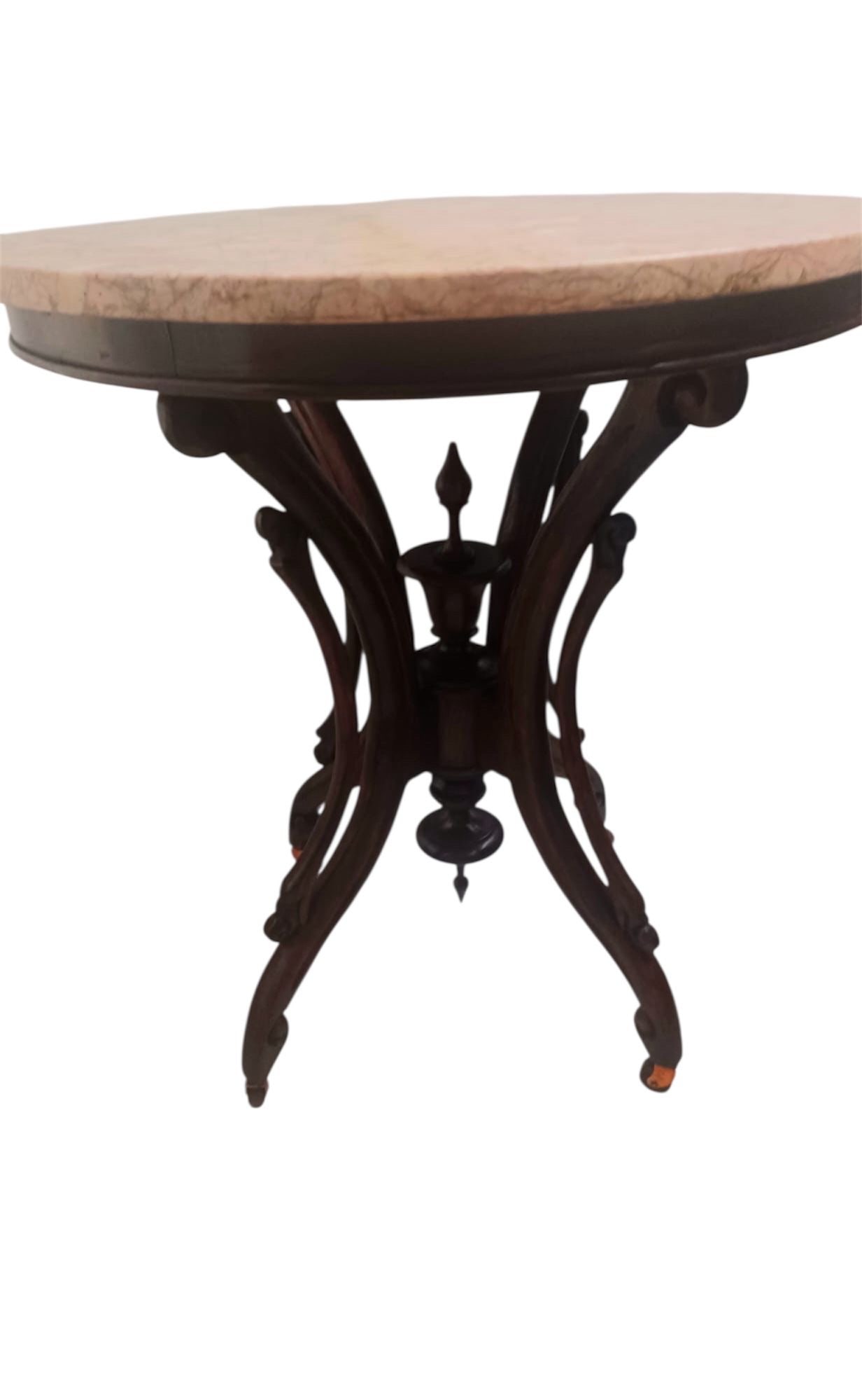 Antique Mahogany Pink Marble Top Table (1 of 7)
