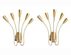 Pair of Stilnovo Style Brass Multi-Light Wall Sconces (1 of 3)
