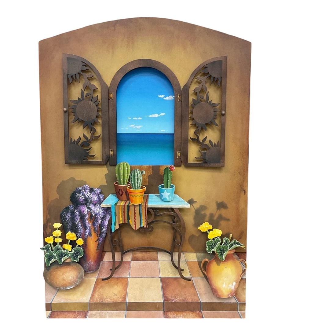 Southwestern Style 3D Window Wall Plaque with Coastal Landscape (1 of 2)