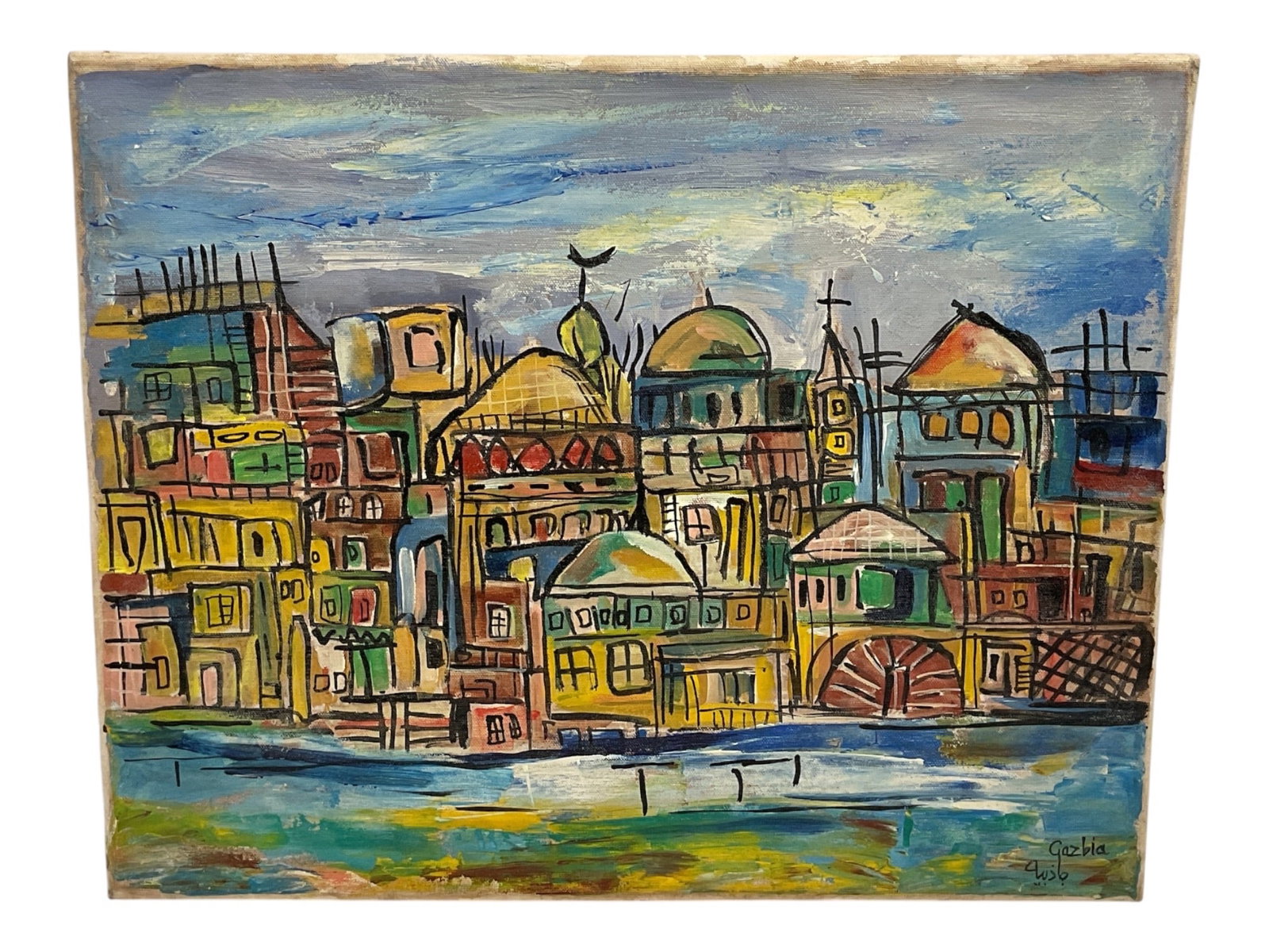 Gazbia Sirry (20th Century) Cityscape Oil on Canvas