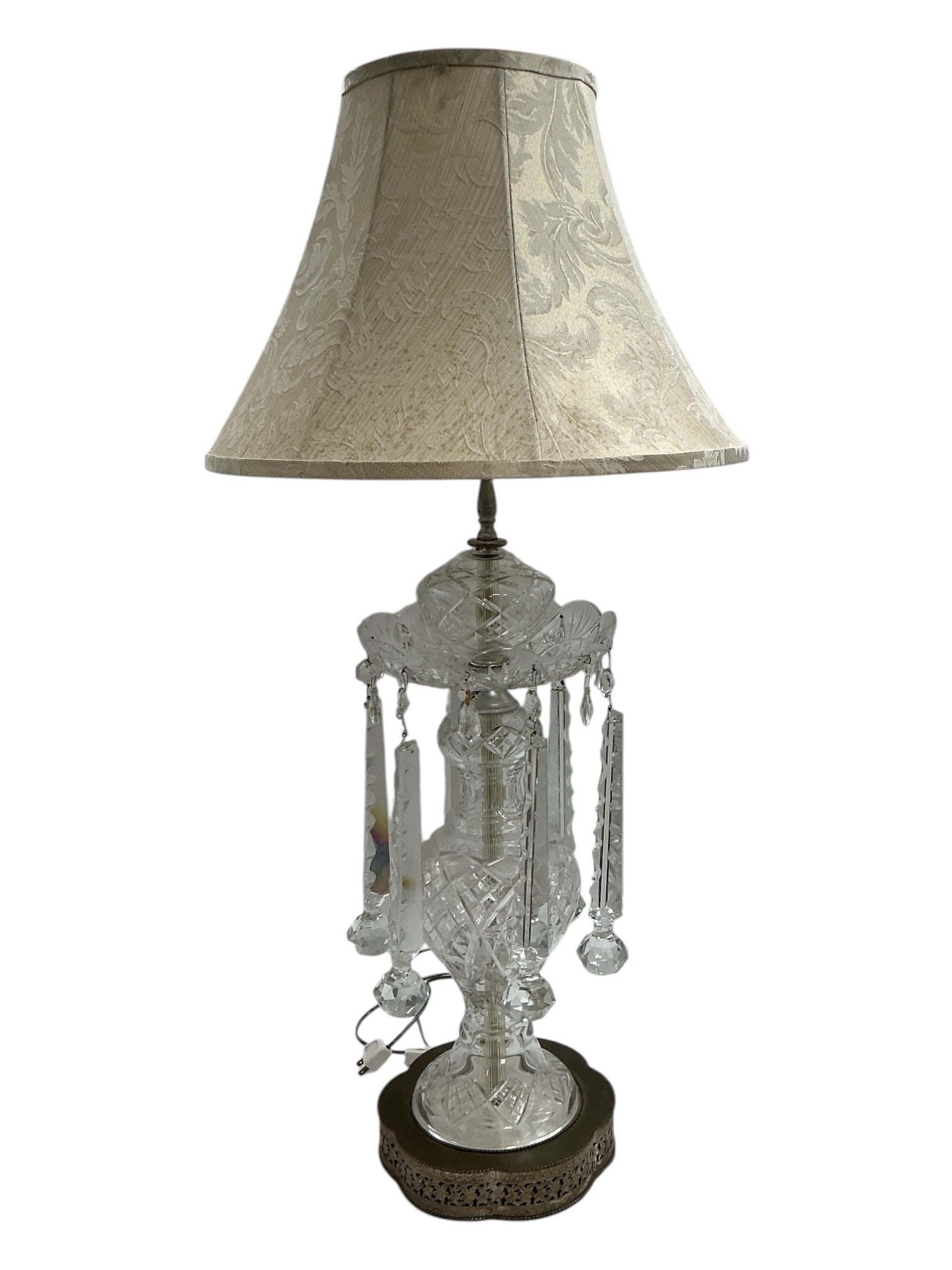 Waterford Cut Crystal Prism Table Lamp with Fabric Shade (1 of 3)