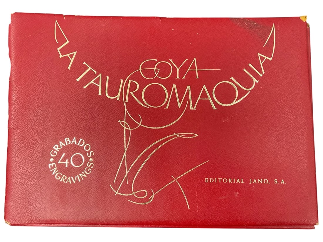 Francisco Goya "Tauromaquia" Portfolio of 40 Engravings: Portfolio titled Goya Tauromaquia, featuring a collection of engravings after Francisco de Goya's celebrated Tauromaquia series devoted to the history and spectacle of Spanish bullfighting. The re