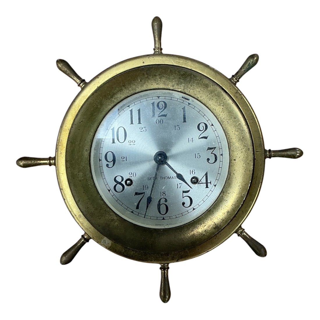 Vintage Seth Thomas Brass Ships Wheel Maritime Clock (1 of 3)