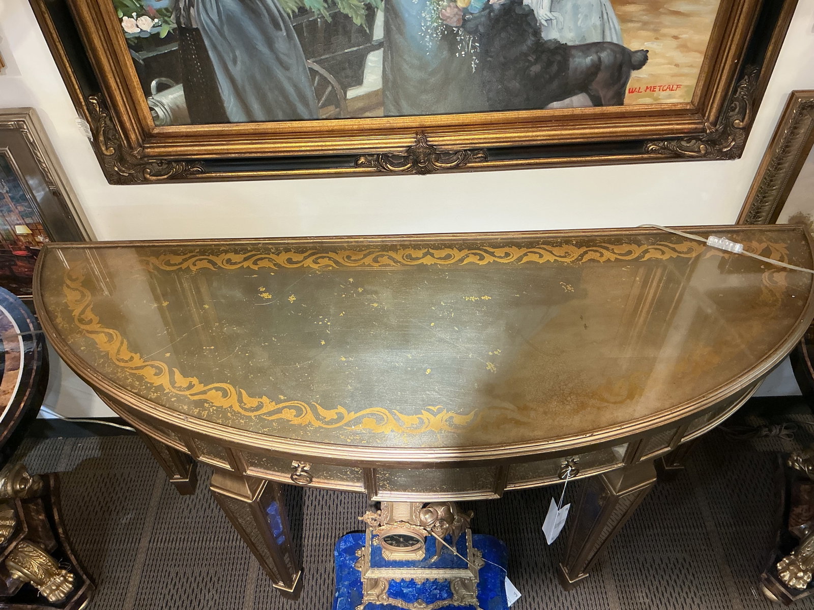 FR062- Silver Gilt Demilune Console Table - 5