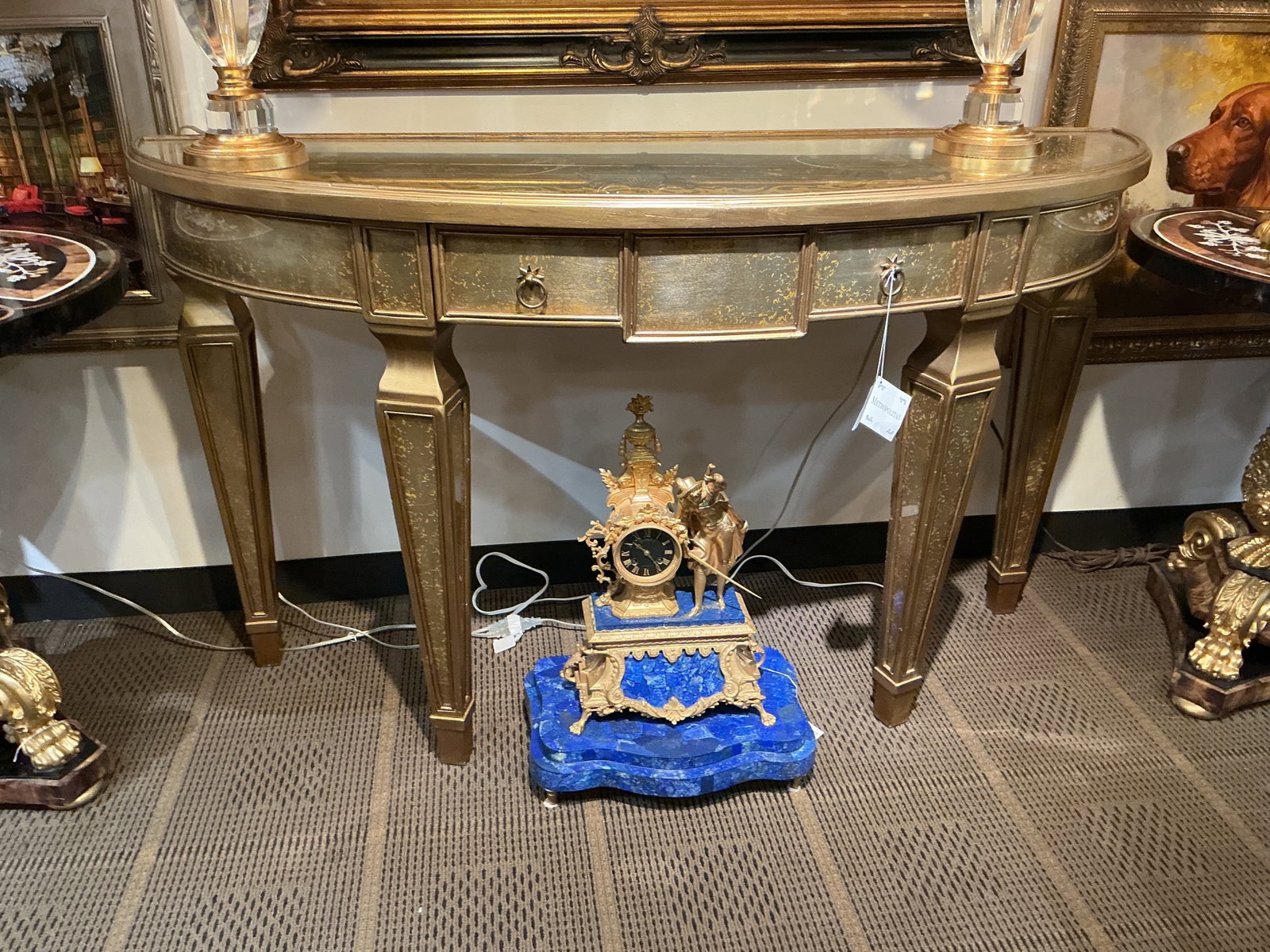 FR062- Silver Gilt Demilune Console Table - 8