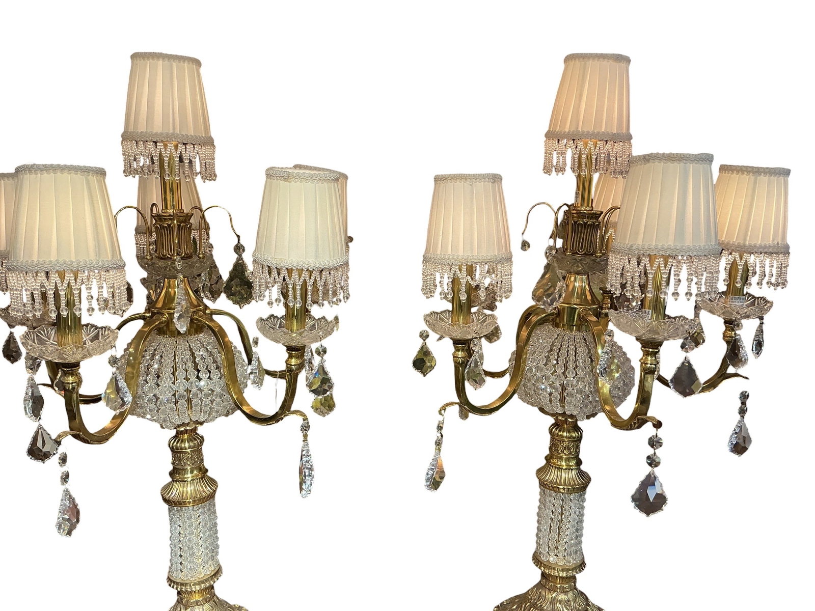 LN070 - Pair of Crystal and Bronze Multi-Light Candelabra Lamps (1 of 11)