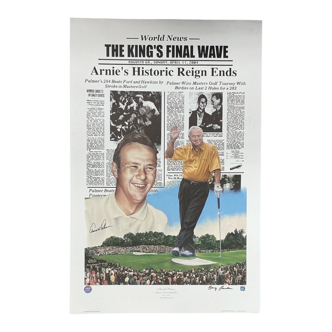 The King's Final Wave: Arnie's Historic Reign Ends by Doug Landis, Offset Lithograph Poster Signed (1 of 4)