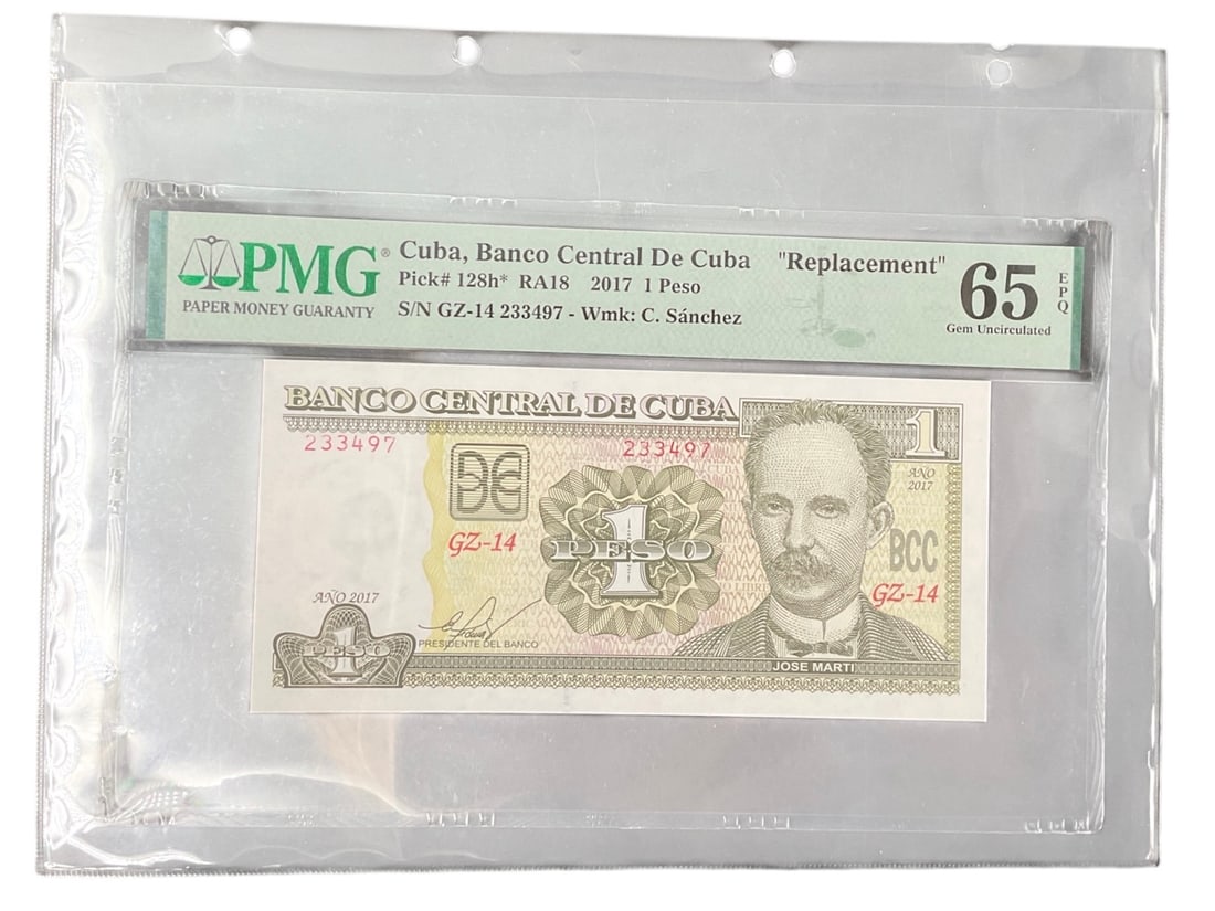 Cuba 2017 - Banco Central 1 Peso Replacement Banknote PMG 65 (1 of 2)
