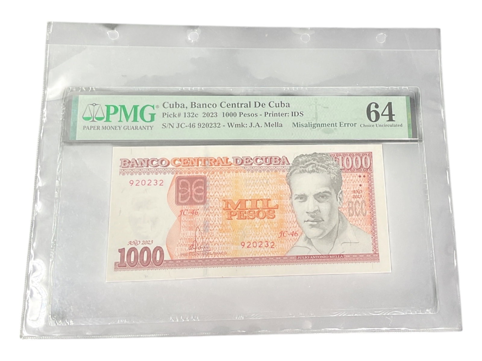 Banco Central de Cuba 1000 Pesos Banknote PMG Choice Uncirculated 64