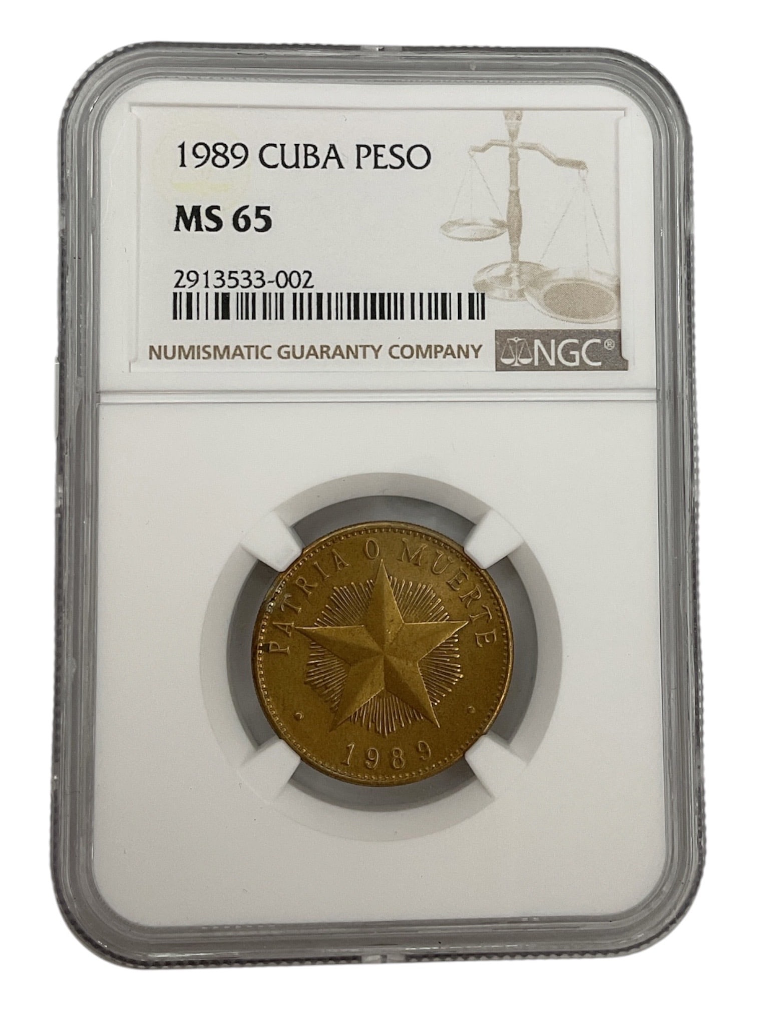 1989 Cuba 1 Peso Coin NGC MS65 (1 of 2)
