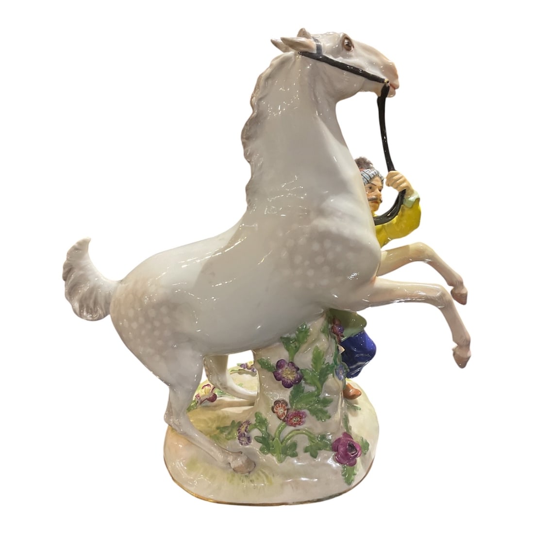 AQ372 - 19th Century Meissen Porcelain Group of Man with Rearing Horse (1 of 6)